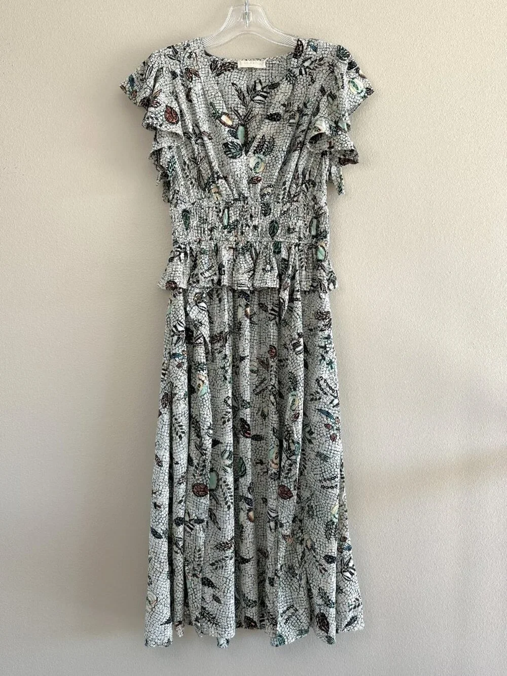 Ulla Johnson Brielle Silk Flutter Sleeve Midi Dress, 2, Elegant Whimsical - Picture 2 of 12